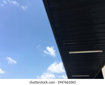 Bare Ceiling Of Curved Metal Sheet Roof