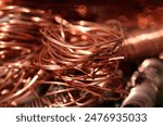 Bare copper wire. Red orange metal texture.