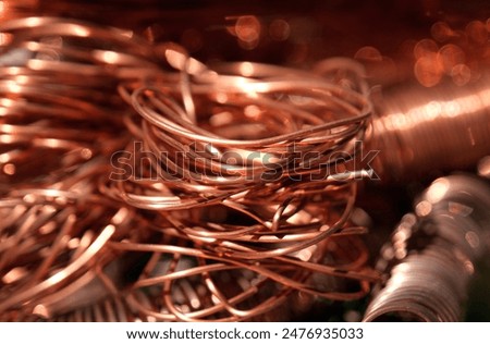 Bare copper wire. Red orange metal texture.