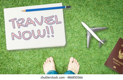 Bare Feet On Grass Holiday Travel Now Banner