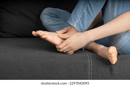 Bare Foot Closeup, Teenager Feet, Barefoot Massage, Heels, Legs Pain Concept, Bare Foot - Shutterstock ID 2297042095