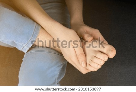 Bare Foot Closeup, Teenager Feet, Barefoot Massage, Heels, Legs Pain Concept, Bare Foot