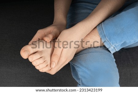Bare Foot Closeup, Teenager Feet, Barefoot Massage, Heels, Legs Pain Concept, Bare Foot