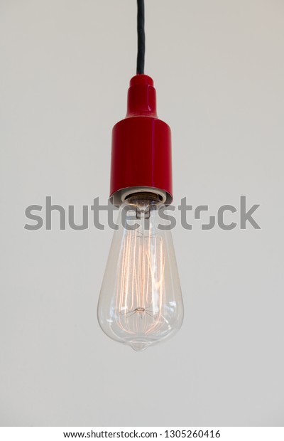 Bare Light Bulb Detailed Filaments Red Stock Photo Edit Now