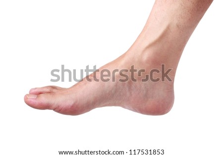 Bare male foot isolated on white