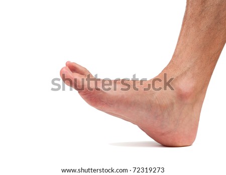 Bare male foot walking