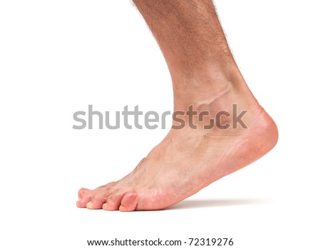 Bare male foot walking