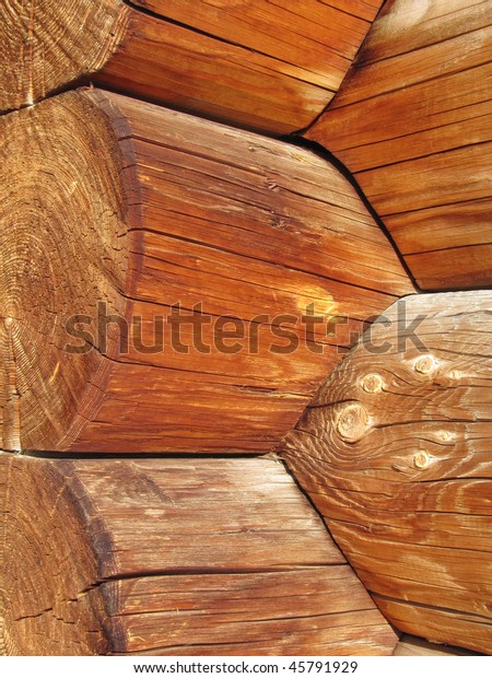 Bare Wooden Interdigitated Logs Log Cabin Stock Photo Edit Now