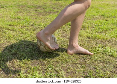 Barefoot Amateur Soccer Player On Old Stock Photo (Edit Now) 1194828325