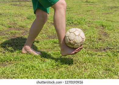 Barefoot Amateur Soccer Player On Old Stock Photo (Edit Now) 1270193926