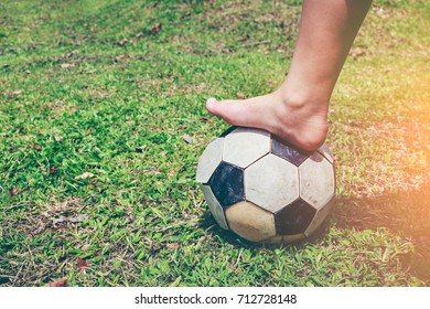 Bared Feet Kid On Soccer Ball Stock Photo 378295183 | Shutterstock