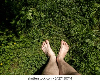 Barefoot On The Grass POV. Bare Feet On The Grass POV.