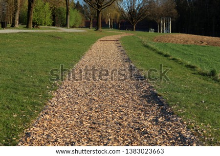 barefoot path with wood chips in Bad Griesbach, Bavaria, Germany