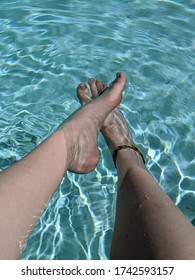 Barefoot In The Pool, Dangling Feet In Water