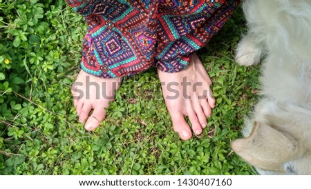 Similar – Image, Stock Photo Women’s feet barefoot with bow tie