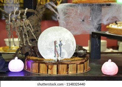 Barentin, France, 08-03-2018: Nightmare Before Christmas Cake