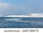 Barents Sea near Teriberka. Kola Peninsula winter landscape. Russia
