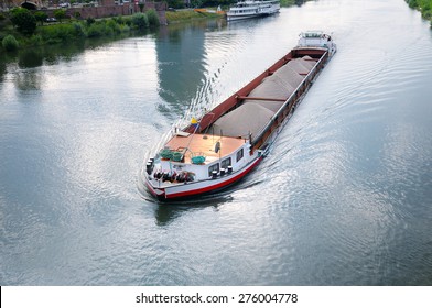 Barge With Cargo On River