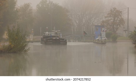 Barge In The Lock In Souffelweyersheim In France On 1st November 2021 