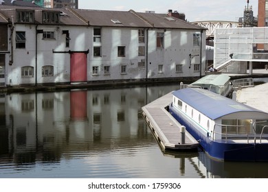 A Barge Moored On The Canal In Paddington Central, London.