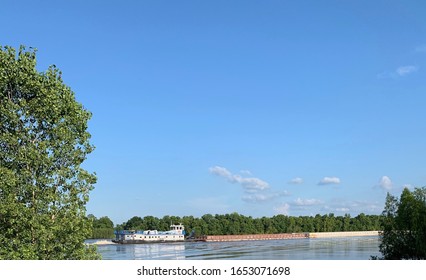 Barges On The Atchafalaya River In Rural Louisiana