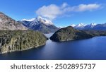 Bariloche Skyline At San Carlos De Bariloche In Rio Negro Argentina. Snowy Mountains. Chico Circuit. Travel Background. Bariloche Skyline At San Carlos De Bariloche In Rio Negro Argentina.