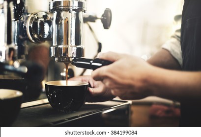 Barista Cafe Making Coffee Preparation Service Concept - Shutterstock ID 384199084