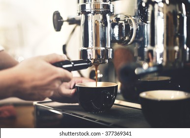 Barista Machine Coffee Counter Espresso Pour Concept