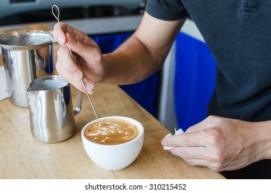 Barista Is Making Latte Art