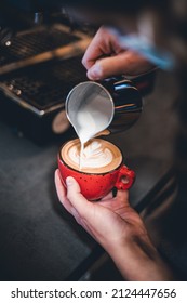 Barista Making Latte Art Cappuccino