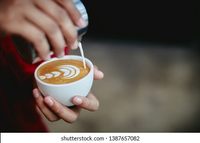 Barista Is Pouring Latte Art