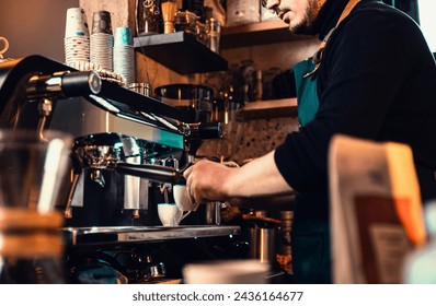 Barista preparing filter coffee in a modern coffee shop. - Powered by Shutterstock