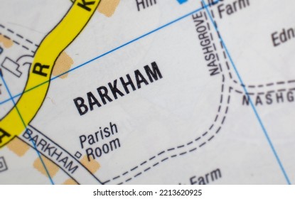 Barkham Village - Berkshire, United Kingdom Colour Atlas Map Town Name