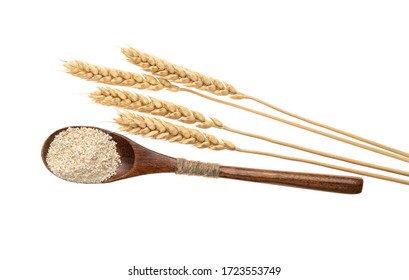 Barley Flour With Spikelets Of Wheat On A White Background