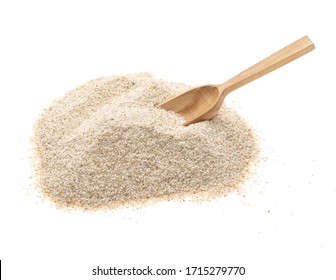 Barley Flour With A Wooden Spoon On A White Background