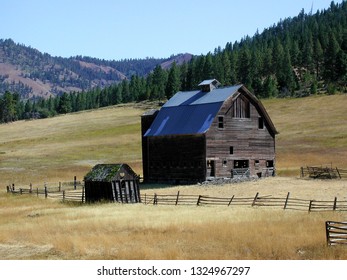 Barn in field