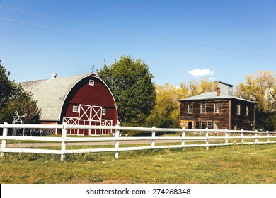 Barn And House In The Montana Countryside