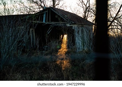 Barn Keyhole Sunlight In Winter