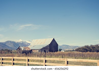 Barn In Northern Utah Mountains On A Farm