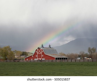 Barn with Rainbow