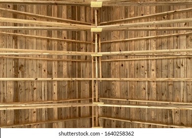 Barn Roof Rafters At A Horizontal View Up