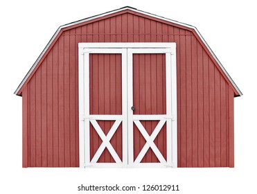 Barn style utility tool shed for garden and farm equipment, isolated on white background - Powered by Shutterstock