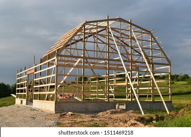 Barn Under Construction Frame Stick Built Post And Beam