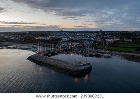 Barna, Galway, Ireland. Captivating aerial after sunset.