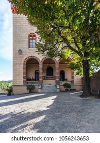 Barolo, Italy - September 25, 2010: Castle of Barolo, home of the Regional Wine Shop and Wine Museum. Barolo is the capital of Langhe (Unesco World Heritage Site), where Barolo wine is produced.