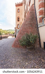 Barolo, Italy - September 25, 2010: Castle of Barolo, home of the Regional Wine Shop and Wine Museum. Barolo is the capital of Langhe (Unesco World Heritage Site), where Barolo wine is produced.