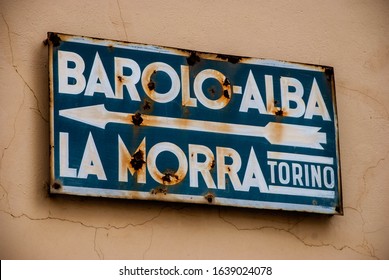 Barolo Road Sign In Novello