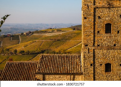 Barolo Vineyard Country In Piedmont, Langhe Hills In Italy