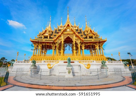 Barom Mangalanusarani Pavilion (The Grand Royal Commemorative Pavilion) in the area of Ananta Samakhom Throne Hall in Royal Dusit Palace in Bangkok, Thailand