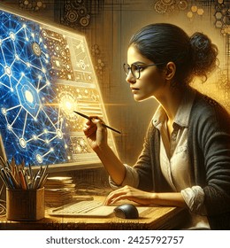 Baroque artistic image of chart tech specialist